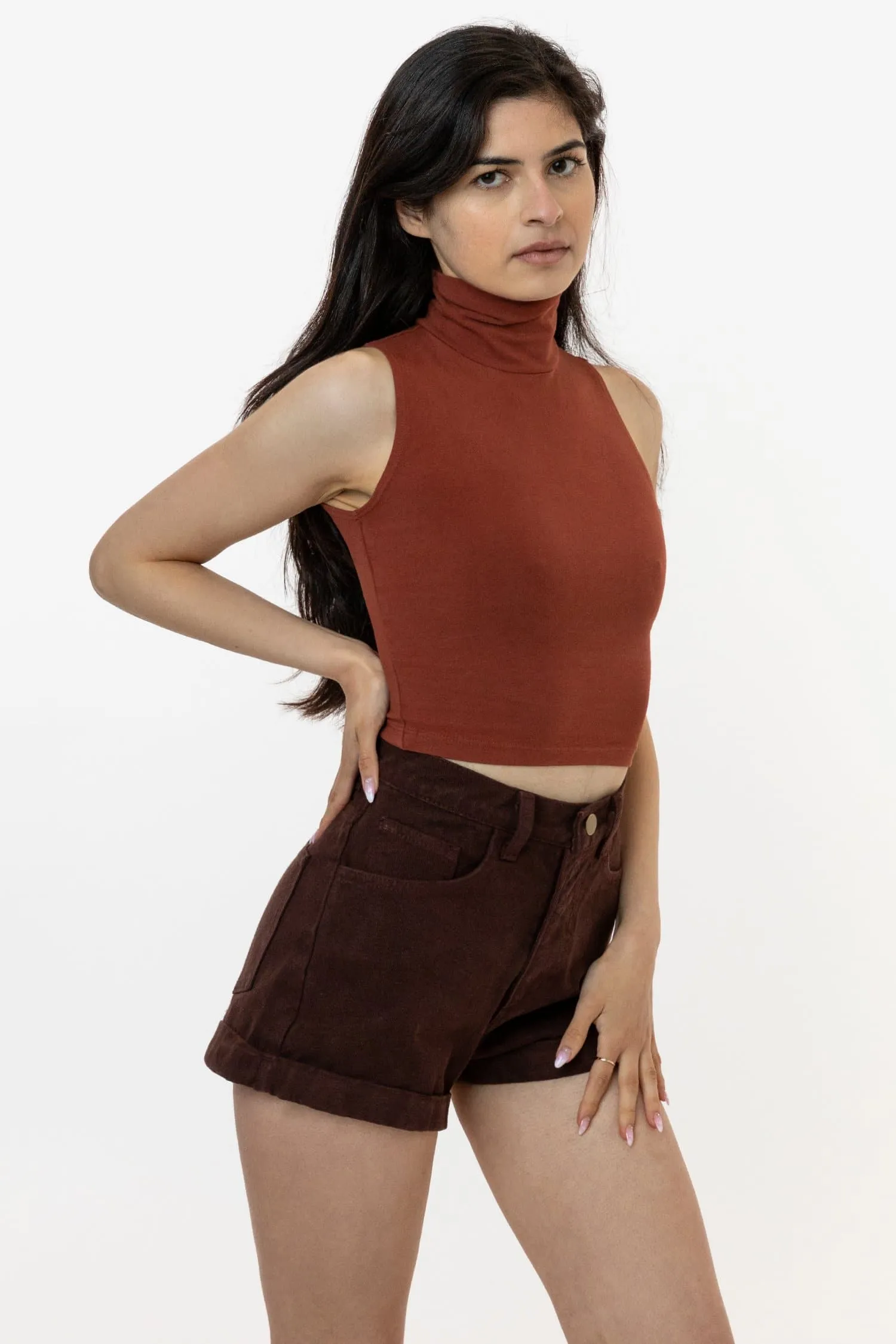 83073GD - Garment Dye Sleeveless Turtleneck Crop Top