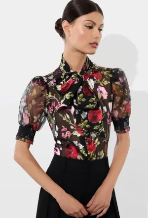 Alice & Olivia Brentley Puff-Sleeve Floral Dreams