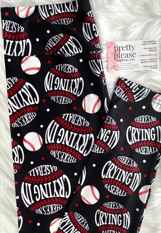 Baseball Moms! Their Biggest Fan! Super SOFT Yoga Band Leggings OS TC No Crying In Plus rts