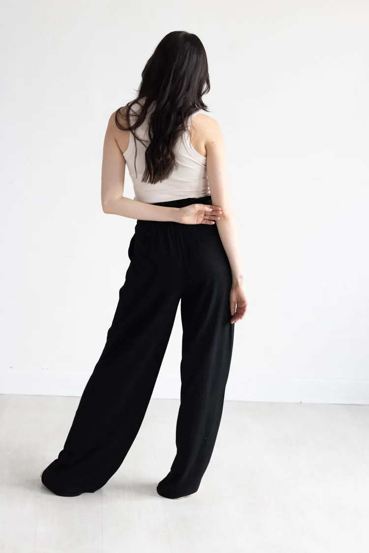 Black Tie Flowy Pants