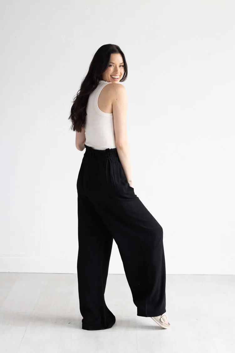 Black Tie Flowy Pants