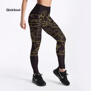 Black Women Casual Leggings 2018 Fashion Workout Fitness High Waist Pants Trousers Stripe Toronto Printed Big Size