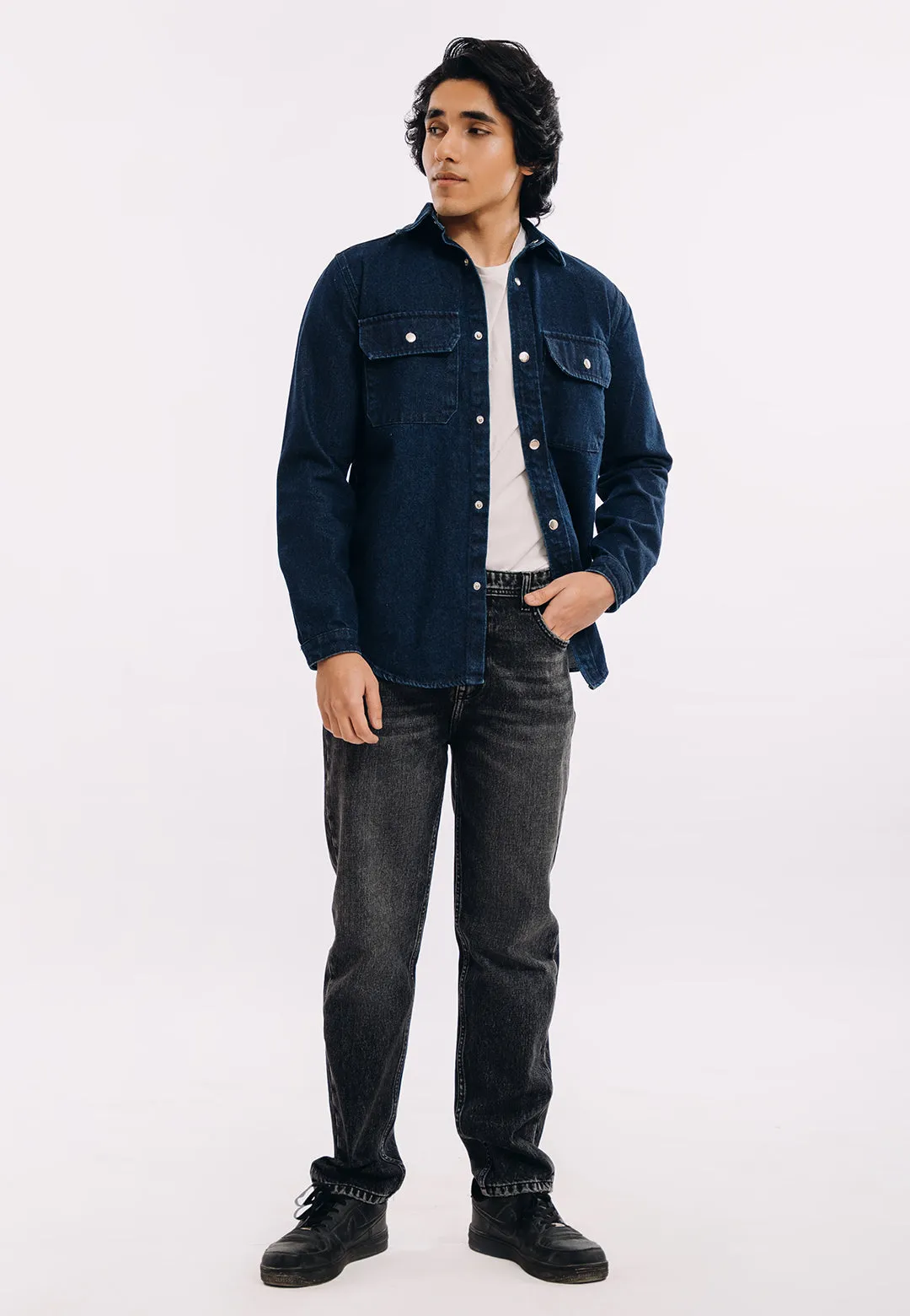 Button Down Over Shirt - Dark Blue