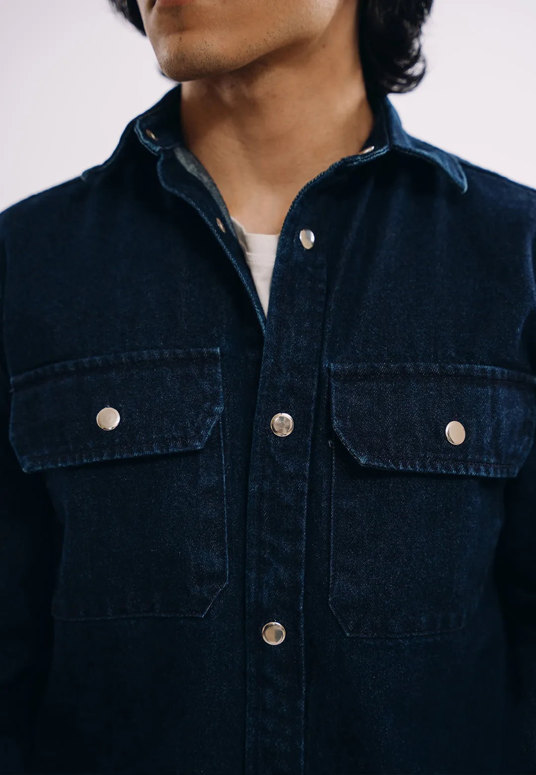 Button Down Over Shirt - Dark Blue