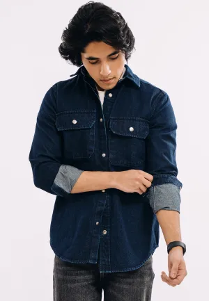 Button Down Over Shirt - Dark Blue