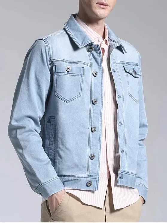 Cheap Slim Fit Button Up Denim Jacket