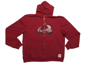 Colorado Avalanche Retro Brand Red Full Zip Up Waffle Hooded Jacket