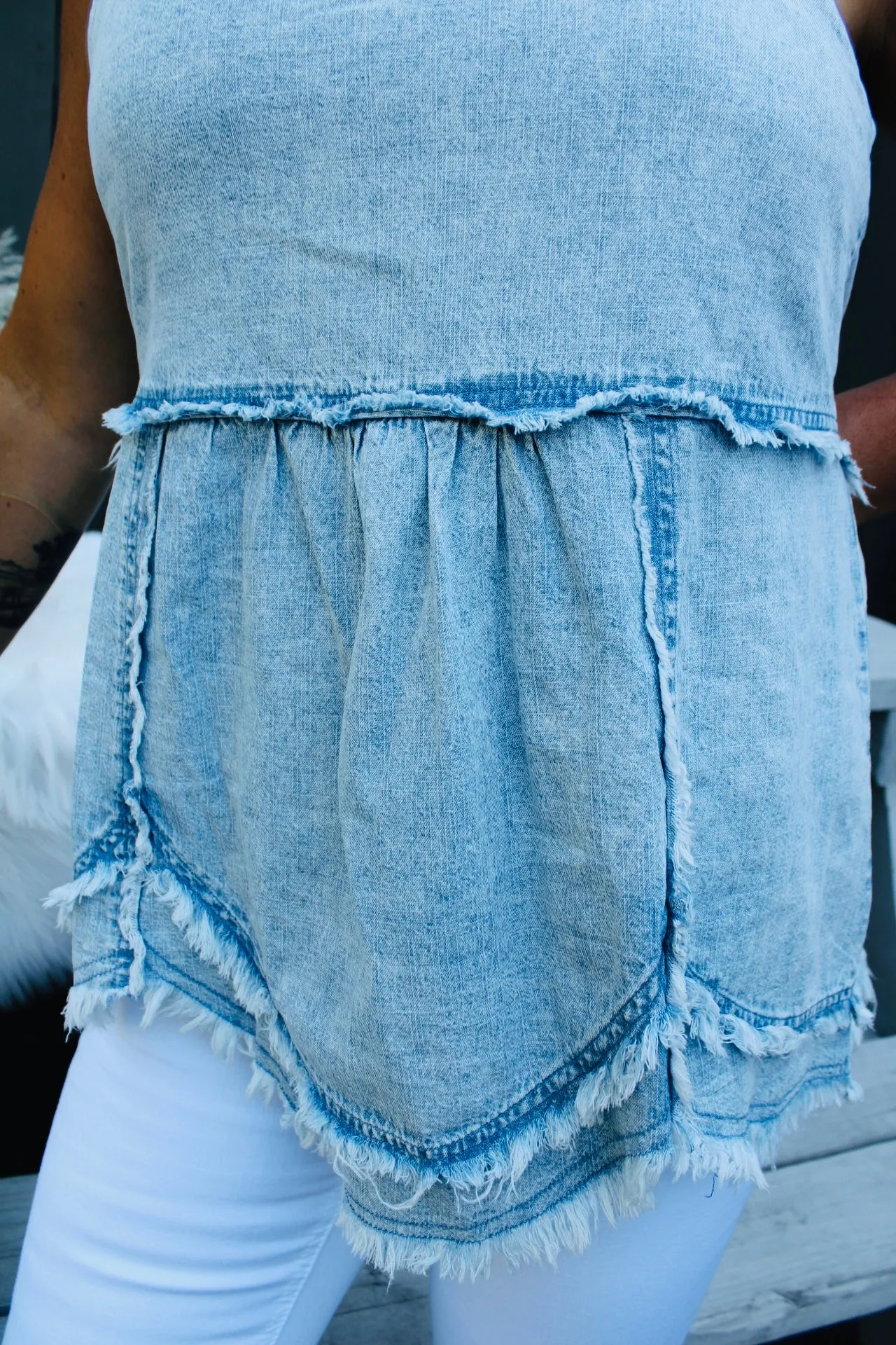 Country Chic Babydoll Denim Top