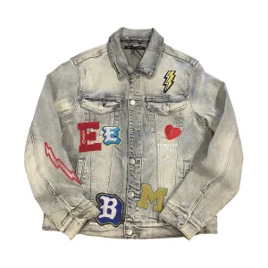 Embellish jacket denim mens LIGHT DENIM