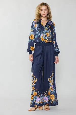 Floral Motif Wide Pants