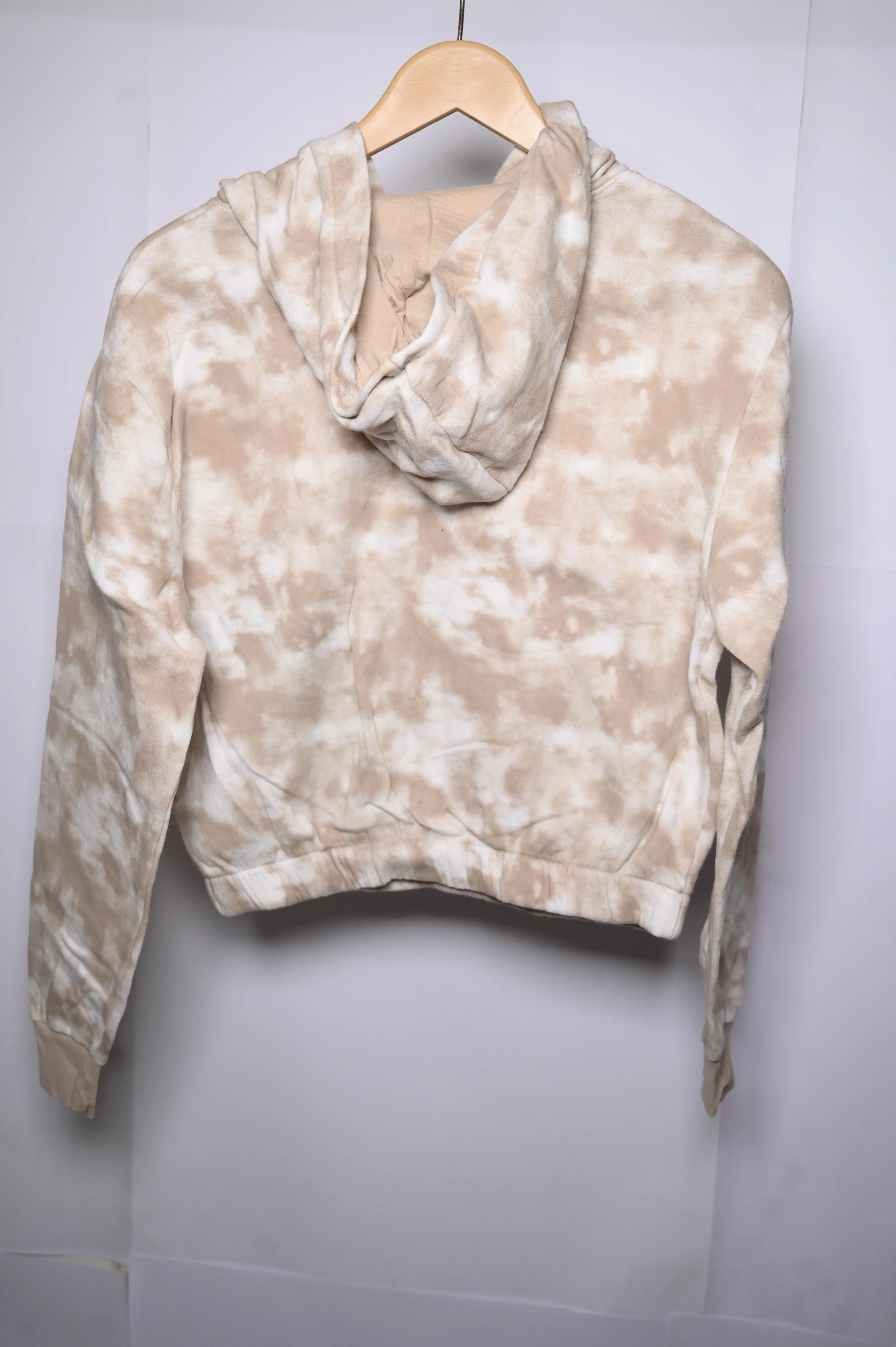 H&M White and Brown Tie-Dye Hoodie (Medium)