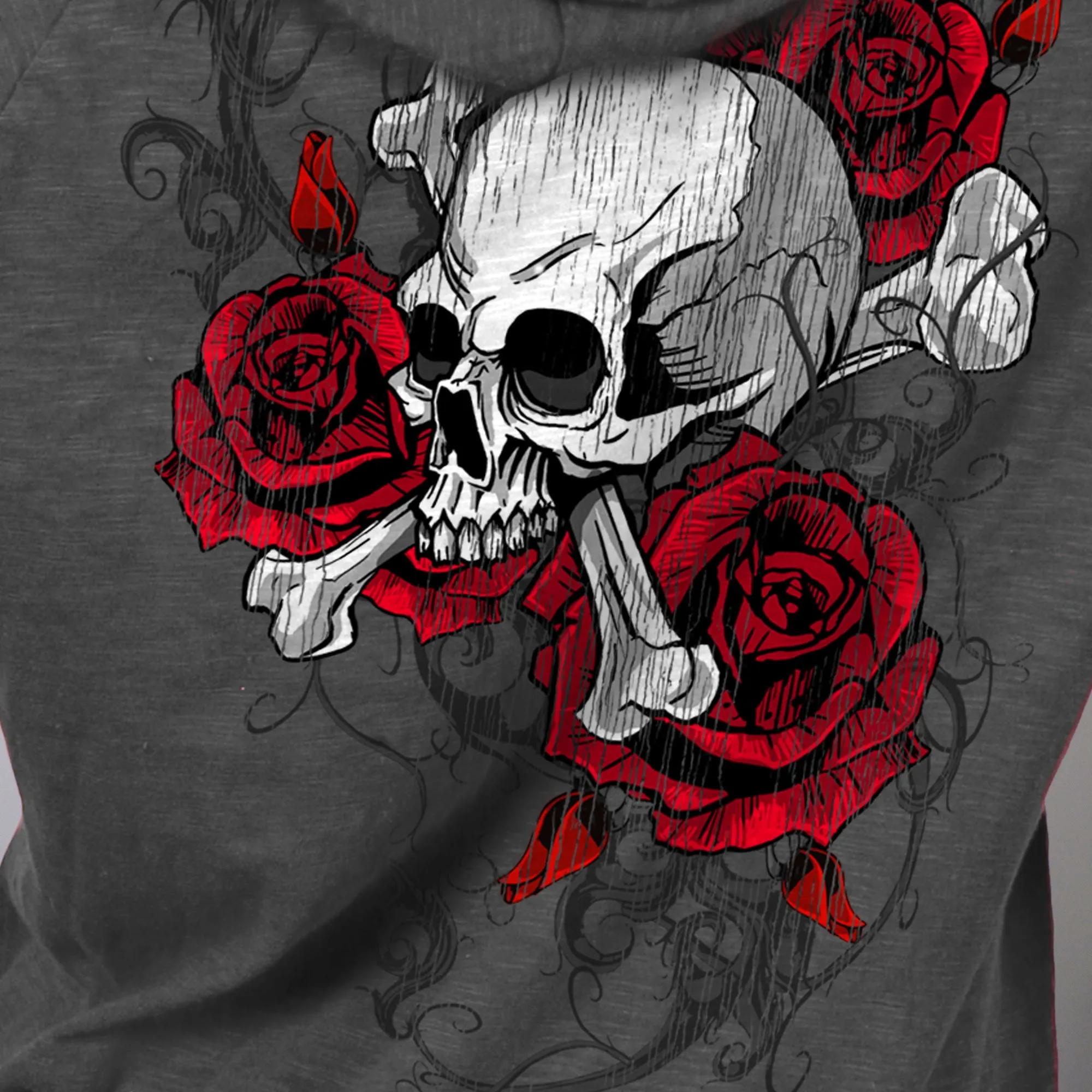 Hot Leathers Ladies Skull Roses Dark Gray Hooded Sweatshirt GLZ4525