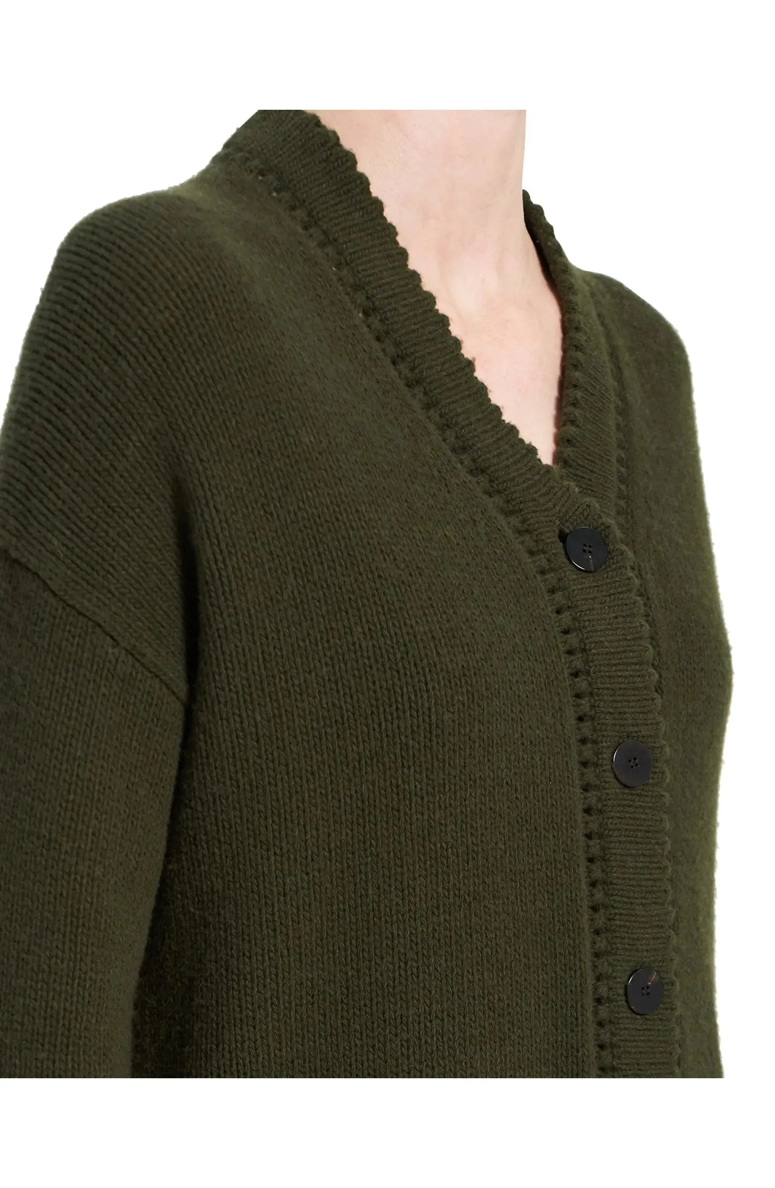 Karenia High Low Wool Cardigan - Dark Rosemary