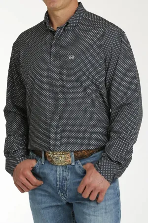 Men's Cinch Arenaflex Charcoal Print Long Sleeve Button Down