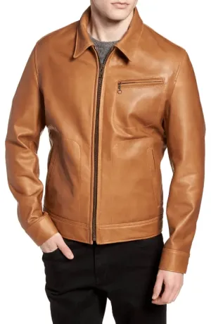 Mens Light Tan Leather Jacket