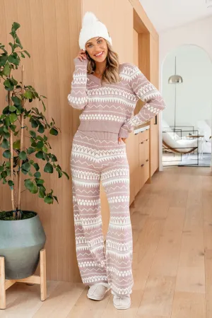 Mocha Ribbed Lounge Sweater & Pant Set