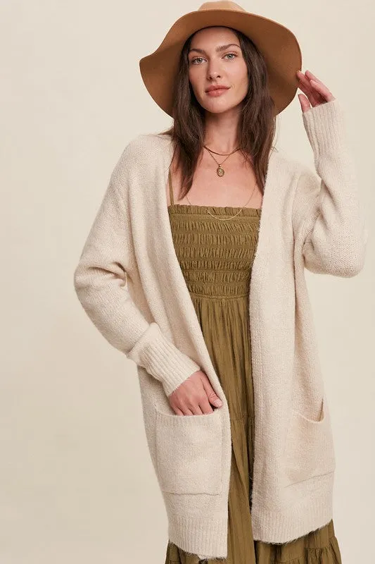 Natural and Cozy Long Knit Cardigan