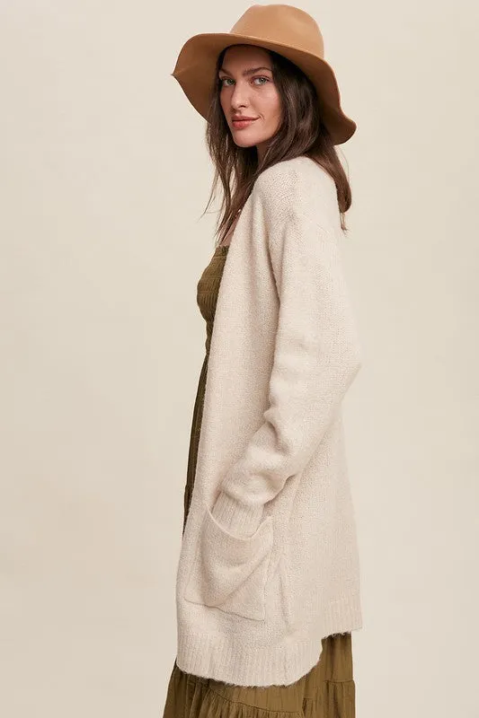 Natural and Cozy Long Knit Cardigan