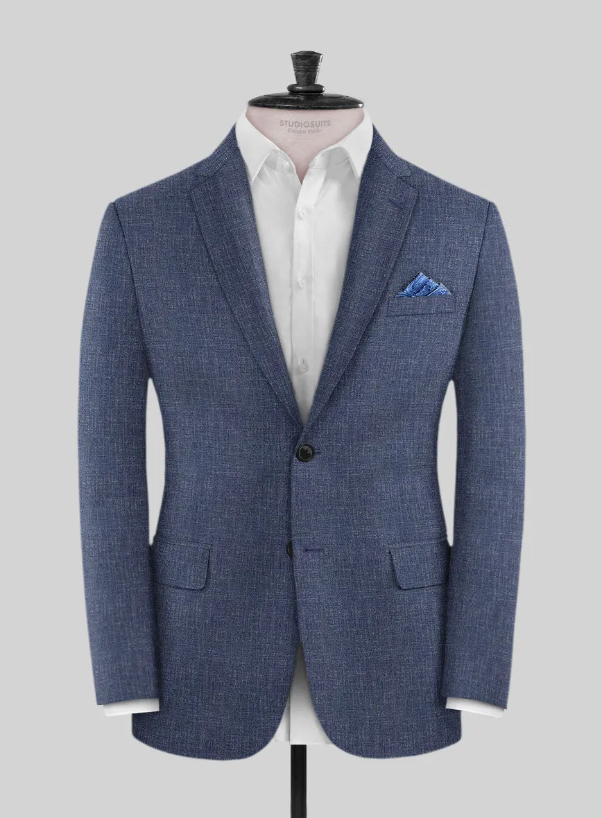 Noble Indigo Blue Wool Silk Linen Jacket