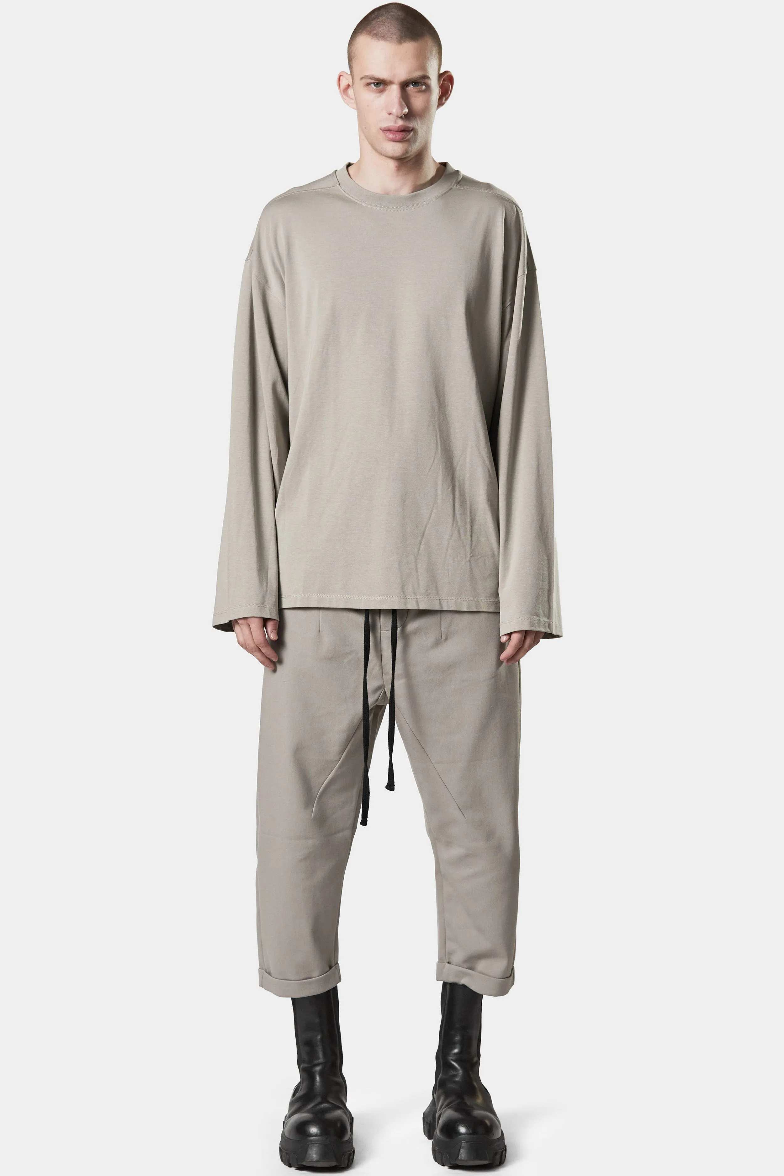 Oversized long-sleeve T-Shirt, Beige