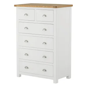 Padstow White 2 over 4 Drawer Chest