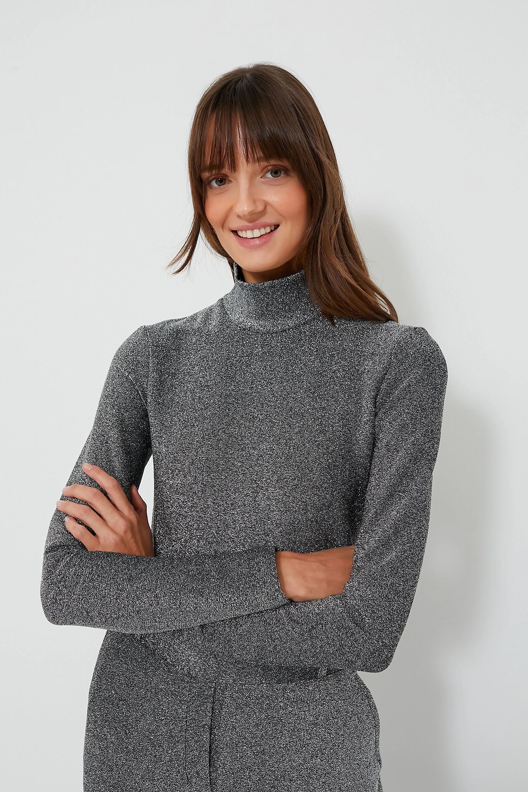 Shimmer Gray Jacka Turtleneck