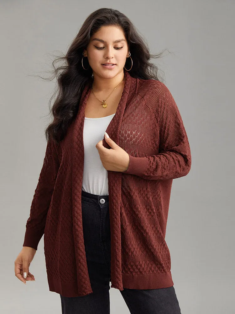 Solid Geometric Hollow Out Cardigan