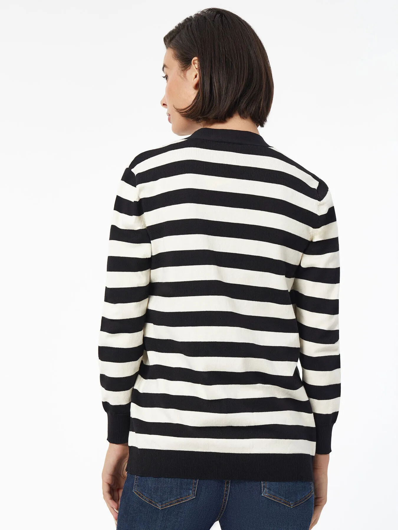 Striped Button-Front Cardigan