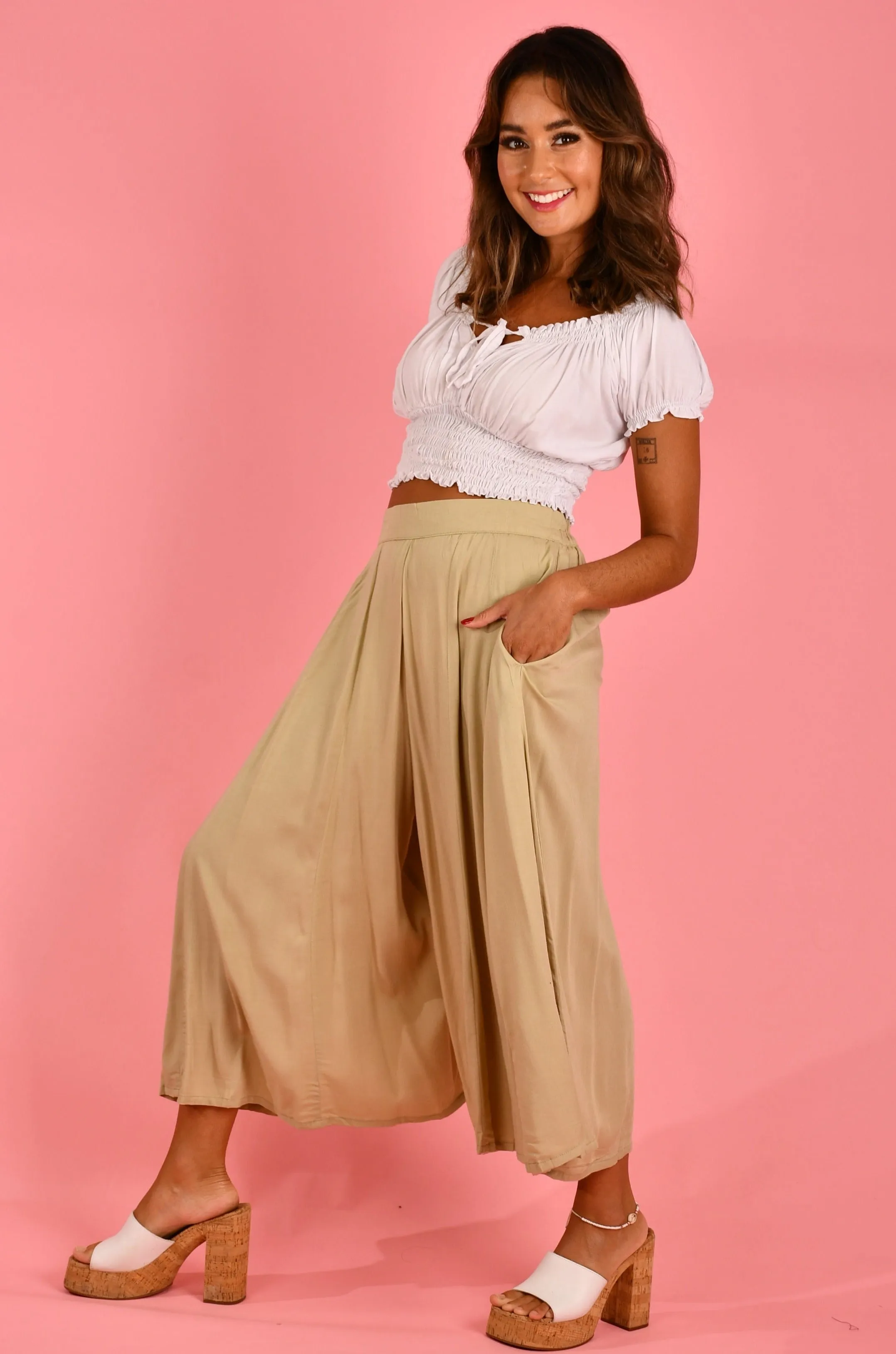 VGLP280 - CARMELLA PANT WITH POCKETS - NATURAL