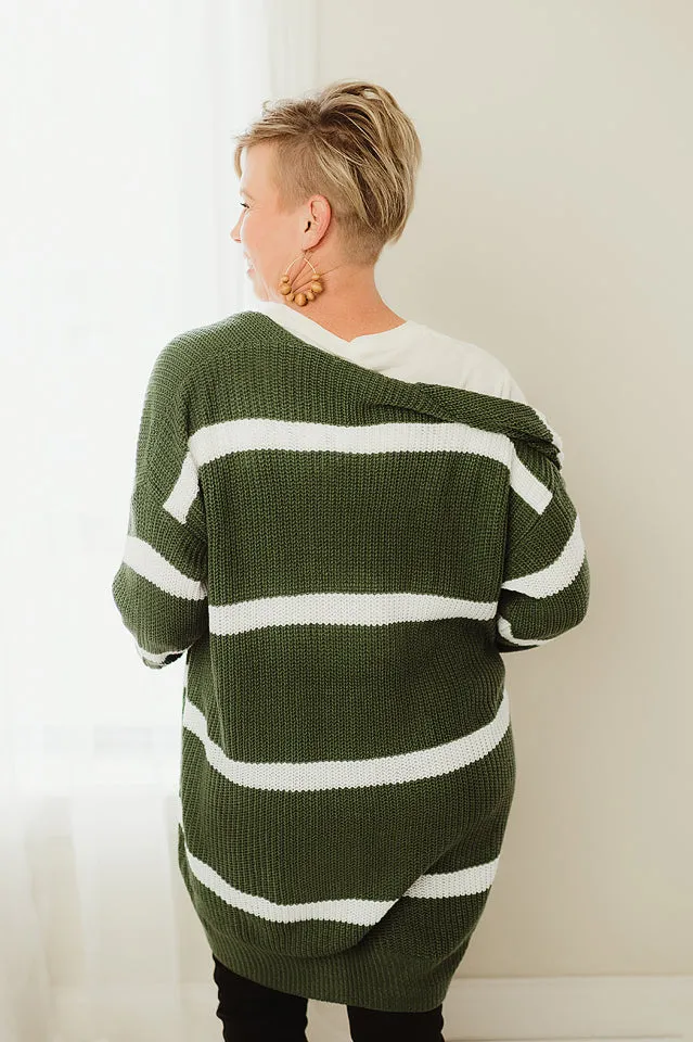 Wide Stripe Pocket Cardigan