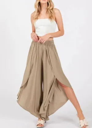 Wind & Waves Elastic Waist Wide Leg Fold Over Pants (Assorted Colors)