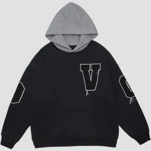 WLS Tassel Embroidery Letters Print Hoodie